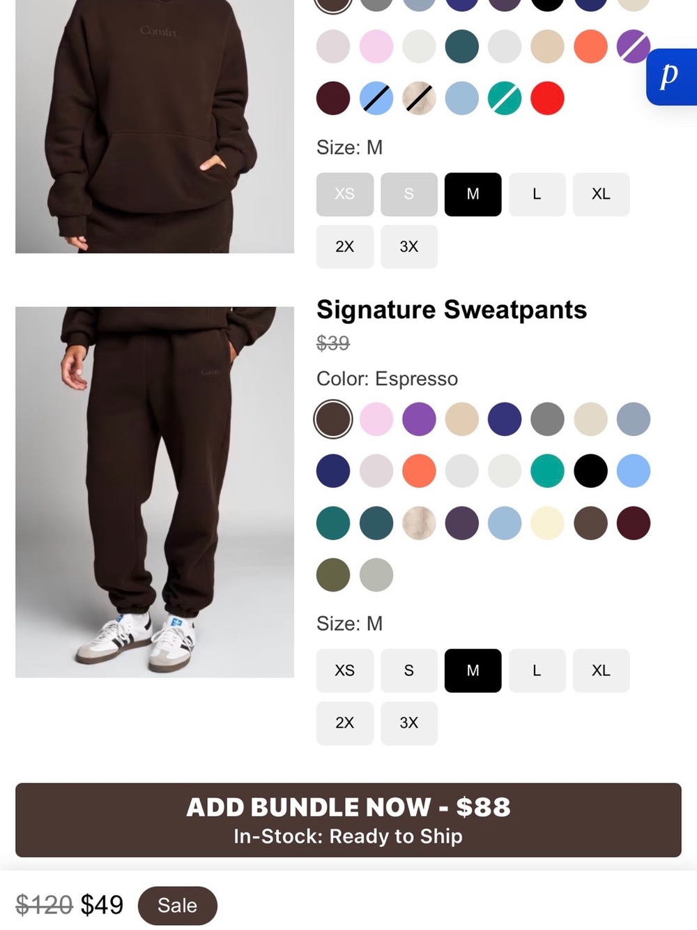 Comfrt Navy Blue Hoodie & Sweatpants size small Set - Picture 4 of 9